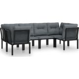 VidaXL 6-delige Loungeset Poly Rattan Zwart/Grijs