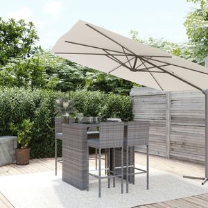 5-tlg. Gartenbar-Set mit Kissen Grau Poly Rattan Vidaxl