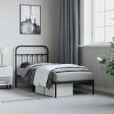Bettgestell mit Kopfteil Metall Schwarz 80x200 cm Vidaxl