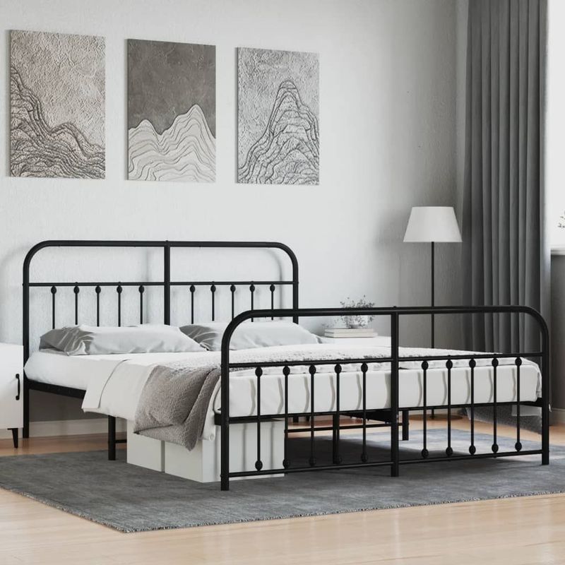 Vidaxl - Metallbett ohne Matratze mit Fußteil Schwarz 180x200 cm
