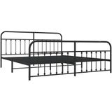 Bettgestell mit Kopf- und Fußteil Metall Schwarz 193x203 cm Vidaxl