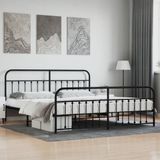 vidaXL - Bedframe - met - hoofd- - en - voeteneinde - metaal - zwart - 200x200 - cm