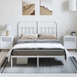 Bettgestell mit Kopfteil Metall Weiß 150x200 cm vidaXL