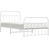 vidaXL - Bedframe - met - hoofd- - en - voeteneinde - metaal - witx200 - cm