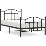 vidaXL-Bedframe-met-hoofd--en-voeteneinde-metaal-zwart-100x190-cm