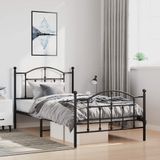 vidaXL-Bedframe-met-hoofd--en-voeteneinde-metaal-zwart-100x190-cm
