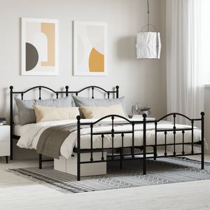 vidaXL Metallbett ohne Matratze mit Fußteil Schwarz 180x200 cm