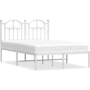 vidaXL - Bedframe - met - hoofdbord - metaal - wit - 120x200 - cm