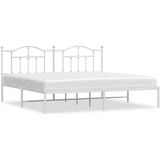 vidaXL Bedframe met hoofdbord metaal wit 200x200 cm