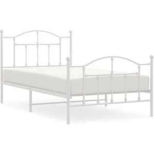 vidaXL-Bedframe-met-hoofd--en-voeteneinde-metaal-wit-100x190-cm