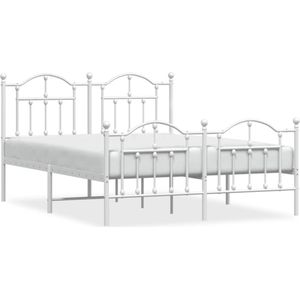 vidaXL Bedframe met hoofd- en voeteneinde metaal wit 135x190 cm