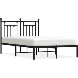 vidaXL - Bedframe - met - hoofdbord - metaal - zwart - 120x190 - cm