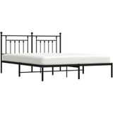 vidaXL Bedframe met hoofdbord metaal zwart 180x200 cm