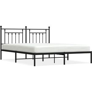 vidaXL Bedframe met hoofdbord metaal zwart 180x200 cm