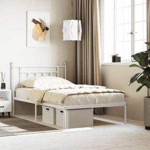 vidaXL Bettgestell mit Kopfteil Metall Weiß 107x203 cm
