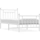 vidaXL Bedframe met hoofd- en voeteneinde metaal wit 90x200 cm