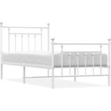 vidaXL Bedframe met hoofd- en voeteneinde metaal wit 90x200 cm