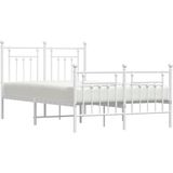 vidaXL - Bedframe - met - hoofd- - en - voeteneinde - metaal - wit - x - 190 - cm