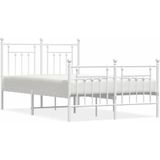 vidaXL Bedframe met hoofd- en voeteneinde metaal wit 120x200 cm