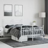 vidaXL Bedframe met hoofd- en voeteneinde metaal wit 120x200 cm