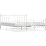 vidaXL - Bedframe - met - hoofd- - en - voeteneinde - metaal - wit - 200x200 - cm