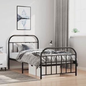 vidaXL-Bedframe-met-hoofd--en-voeteneinde-metaal-zwart-100x200-cm