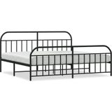 vidaXL Bedframe met hoofd- en voeteneinde metaal zwart 200x200 cm
