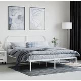 vidaXL Bettgestell mit Kopfteil Metall Weiß 160x200 cm