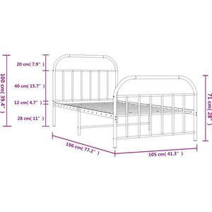 vidaXL-Bedframe-met-hoofd--en-voeteneinde-metaal-wit-100x190-cm