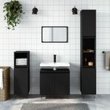 Vidaxl - 3-tlg. Badmöbel-Set Schwarz Holzwerkstoff