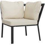 vidaXL - 6-delige - Loungeset - met - zandkleurige - kussens - staal