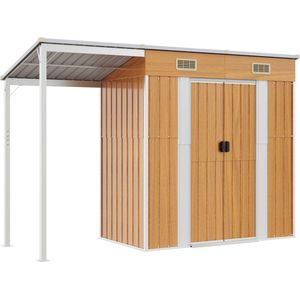 vidaXL Gartenhaus mit Schleppdach Hellbraun 277x110,5x181 cm Stahl