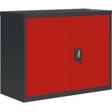 vidaXL Archiefkast 90x40x70 cm staal antracietkleurig en rood