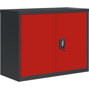 Archiefkast 90x40x70 cm staal antracietkleurig en rood