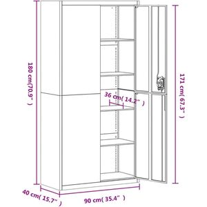 vidaXL-Archiefkast-90x40x180-cm-staal-zwart