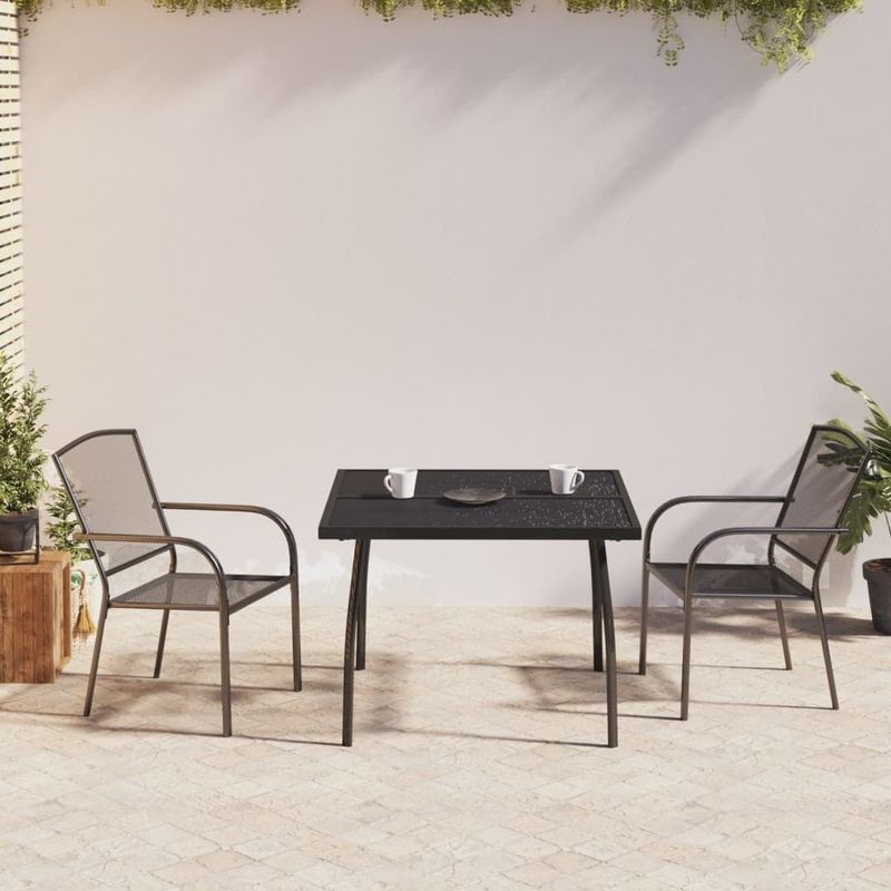 3-tlg. Garten-Essgruppe Anthrazit Stahl Vidaxl