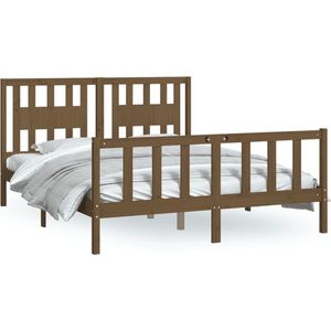 VidaXL Bedframe en Hoofdbord Hout Honingbruin 150x200 cm 5FT King Size