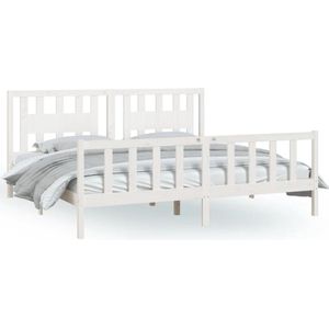 VidaXL Bedframe en Hoofdbord Grenenhout Wit 180x200 cm 6FT Super King