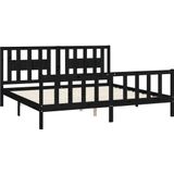 Massivholzbett mit Kopfteil Schwarz Kiefer 200x200 cm Vidaxl
