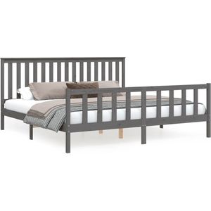 VidaXL Bedframe Hoofdbord Massief Grenenhout Grijs 200x200 cm