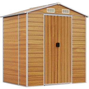 vidaXL Tuinschuur 191x130x198 gegalvaniseerd staal lichtbruin
