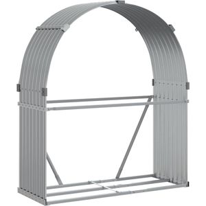 vidaXL - Haardhoutopslag - 120x45x140 - cm - gegalvaniseerd - staal - lichtgrijs