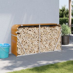vidaXL - Haardhoutopslag - 180x45x100 - cm - gegalvaniseerd - staal - lichtbruin