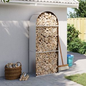vidaXL - Haardhoutopslag - 80x45x190 - cm - gegalvaniseerd - staal - zilverkleurig