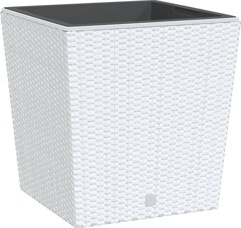 Pflanzkübel mit herausnehmbaren Einsatz Weiß 37/64 l PP-Rattan Vidaxl