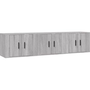 Jinlefu - TV-Wandschränke 3 Stk. Grau Sonoma 57x34,5x40 cm vidaXL