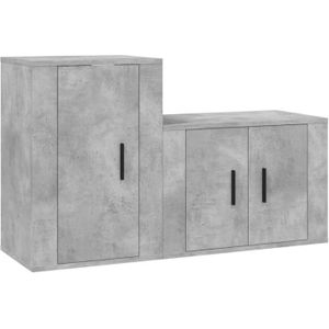 vidaXL 2-delige Tv-meubelset bewerkt hout betongrijs