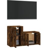 VidaXL Tv-meubelset 2-delig Bewerkt Hout Gerookt Eikenkleurig