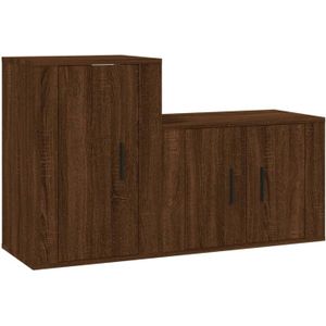 vidaXL 2-delige Tv-meubelset bewerkt hout bruin eikenkleur