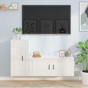 VidaXL 2-Delige TV-Meubelset Bewerkt Hout Hoogglans Wit